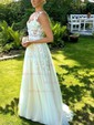 Ball Gown/Princess Sweep Train Sweetheart Lace Tulle Appliques Lace Prom Dresses