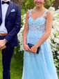 Ball Gown Sweetheart Lace Tulle Prom Dresses With Appliques