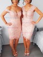 Sparkle Appliques Satin Bodycon Knee-Length Homecoming Dresses
