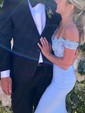 Mermaid Off-the-shoulder Jersey Modest Prom Dresses With Appliques