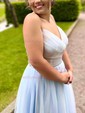 Ball Gown V-neck Ruched Tulle Prom Dresses With Beading