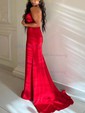 Trumpet/Mermaid Sweep Train V-neck Stretch Crepe Prom Dresses