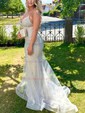 Mermaid V-neck Tulle Prom Dresses With Appliques
