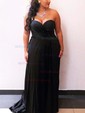 Black A-line Strapless Satin Prom Dresses With Ruched