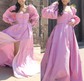 Ball Gown Sweetheart Satin Prom Dresses With Puff Sleeve