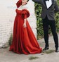 Ball Gown Sweetheart Satin Prom Dresses With Puff Sleeve