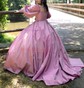 Ball Gown Sweetheart Satin Prom Dresses With Puff Sleeve