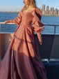 Ball Gown/Princess Floor-length Sweetheart Satin Long Sleeves Buttons Prom Dresses