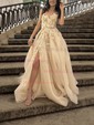 Ball Gown One Shoulder Tulle 3D Floral Prom Dresses