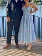 A-line Sweetheart Tulle Prom Dresses With Ruched