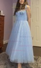 A-line Sweetheart Tulle Prom Dresses With Ruched