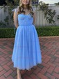 A-line Sweetheart Tulle Prom Dresses With Ruched
