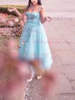 A-line Sweetheart Tulle Prom Dresses With Ruched