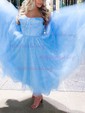 A-line Sweetheart Tulle Prom Dresses With Ruched