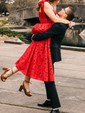Red Lace Knee-Length Homecoming Dresses
