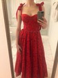 Red Lace Knee-Length Homecoming Dresses