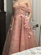A-line Off-the-shoulder Tulle Sequin 3D Floral Prom Dresses