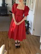 Ball Gown Sweetheart Satin Prom Dresses With Puff Sleeve