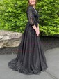 Ball Gown/Princess Sweep Train V-neck Tulle Split Front Prom Dresses