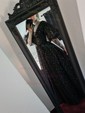 Black Ball Gown V-neck Tulle Prom Dresses With Puff Sleeve