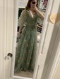 Ball Gown V-neck Tulle Floral Prom Dresses With Appliques