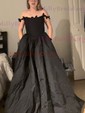 Ball Gown Off-the-shoulder Satin Corset Prom Dresses With Appliques