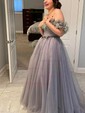 A-line Off-the-shoulder Tulle Prom Dresses With Ruched