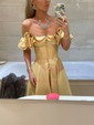 Ball Gown Off-the-shoulder Satin Prom Dresses With Split