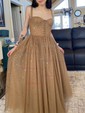 Ball Gown Square Neck Tulle Prom Dresses With Ruched