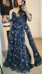 Ball Gown V-neck Tulle Prom Dresses With Star