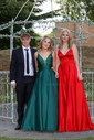 A-line V-neck Satin Prom Dresses With Ruched