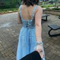 A-line Sweetheart Tulle Sweep Train Beading Prom Dresses