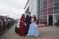Princess V-neck Tulle Ruffle Prom Dresses With Appliques