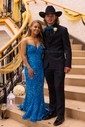 Mermaid Strapless Sparkly Velvet Sequin Prom Dresses
