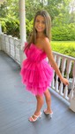 Ruffle Trim Tulle Tiered Mini Dress