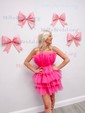 Ruffle Trim Tulle Tiered Mini Dress