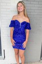 Sparkly Bodycon Sequin Off-The-Shoulder Homecoming Dresses
