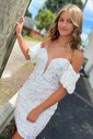Sparkly Bodycon Sequin Off-The-Shoulder Homecoming Dresses