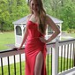 Sheath/Column Sweetheart Satin Corset Prom Dresses With Ruched