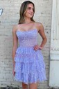 Corset Black Skater Glitter Tiered Homecoming Dresses