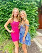 A-line Off-the-shoulder Glitter Short/Mini Homecoming Dresses With Tiered