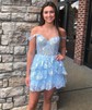 Corset Burgundy Off-The-Shoulder Tiered Homecoming Dresses