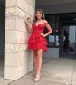 Corset Burgundy Off-The-Shoulder Tiered Homecoming Dresses