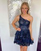 Glitter One Shoulder Tiered Mini Dress