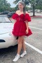 Ball Gown Off-the-shoulder Tulle Short/Mini Homecoming Dresses With Cascading Ruffles