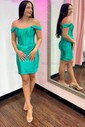 Corset Bodycon Satin Off-The-Shoulder Homecoming Dresses