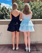 Glitter Black Skater Tiered Ruched Homecoming Dresses