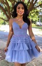 Navy Blue Glitter Tiered Mini Dress