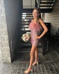 Sparkly Bodycon Sequin One Shoulder Feathers Homecoming Dresses