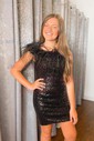 Sparkly Bodycon Sequin One Shoulder Feathers Homecoming Dresses